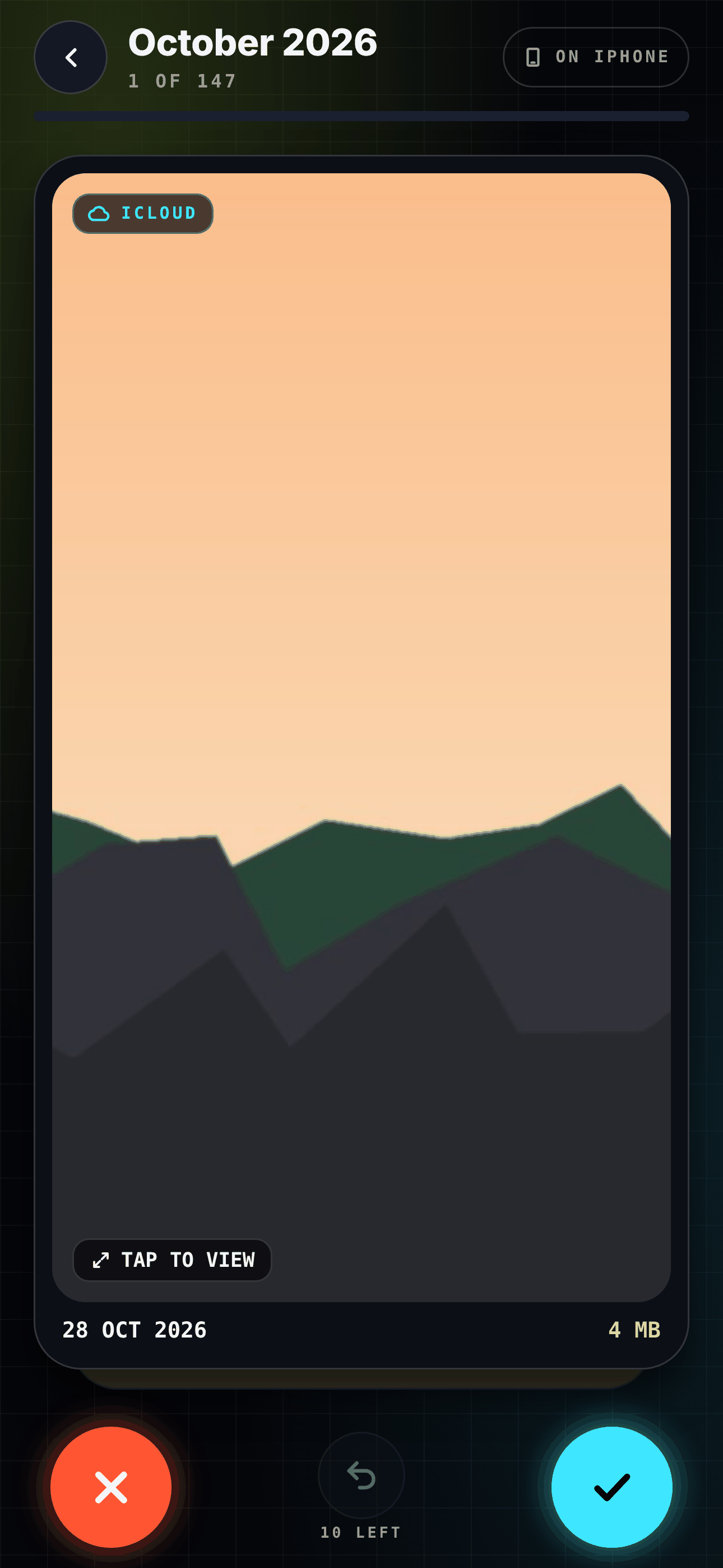 Swiping through a month of photos in Sweep